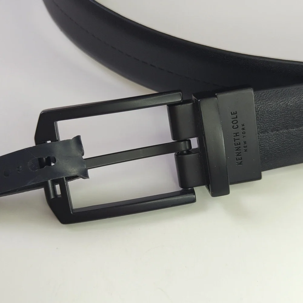 Kenneth Cole Classic Reversible Genuine Italian Leather Belt Black Brown XL